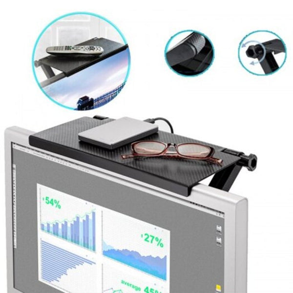 Screen Shelf Computer Monitor Riser Desktop Stand Tv Rack Display Black Other Computer Monitors & Accs