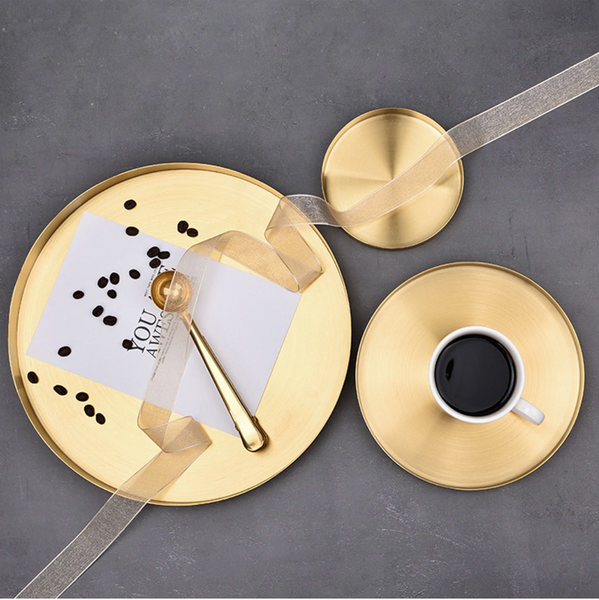 Stainless Steel Golden Tray Storage Decor Trays