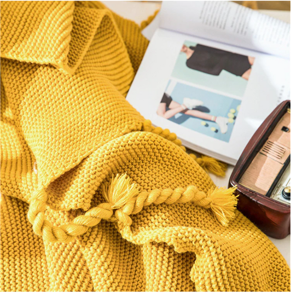 Long Tassel Knitted Blanket Throw Blankets