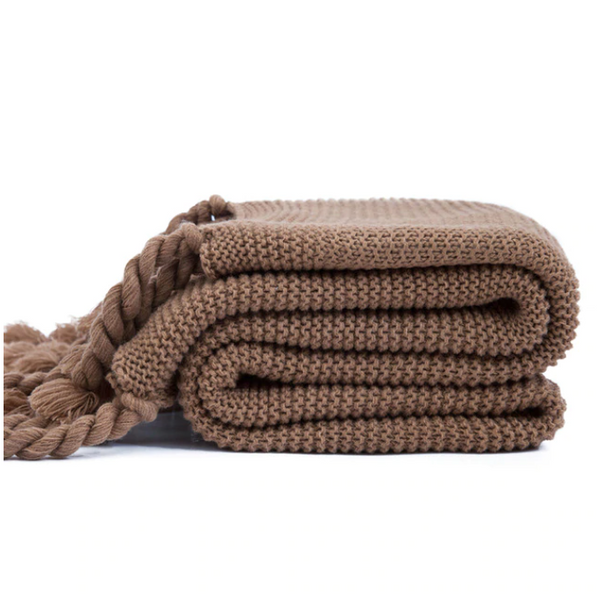 Long Tassel Knitted Blanket Throw