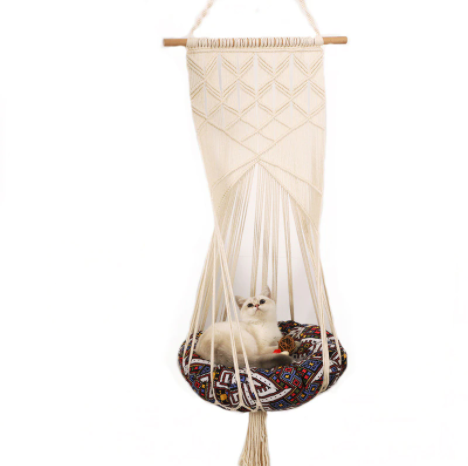 Boho Style Cat Swing Hanging Macrame Pet Bed Holder Pet Beds