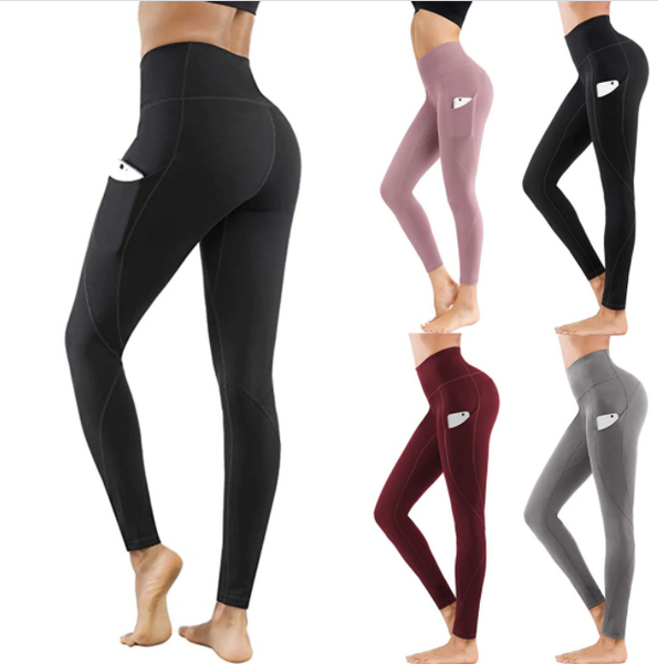 Women's Gym Tights Leggings High Waist With Side Pocket Yoga Fitness Slim Pants
