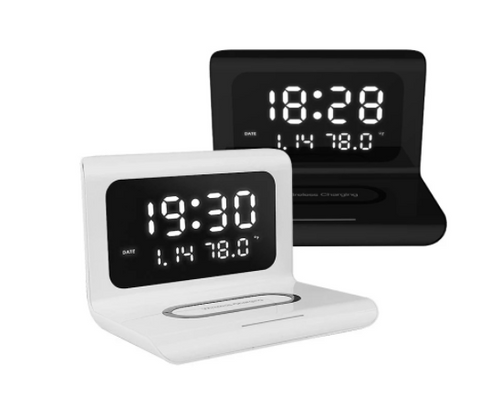 Wireless Phone Chargers Desktop Alarm Clock 3 In 1 For Iphone