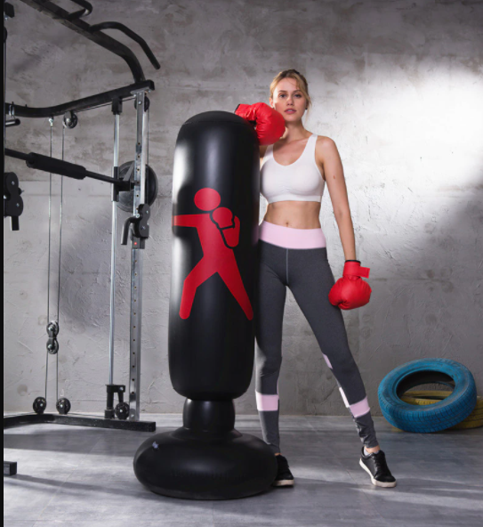 Punching Bags 1.6M Black Inflatable Standing Boxing Bag Water Base Stress Punching Home Gym