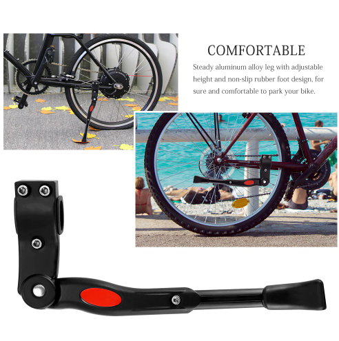Black Bike Foot Support Side Stand Adjustable Aluminium Alloy Bicycle Tripod Rack Bracket
