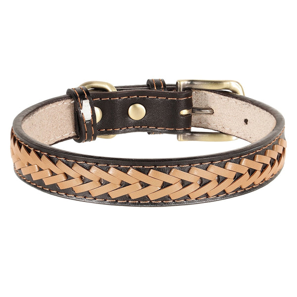 Braided Leather Buckle Puppy Dog Collar Pet Accessories Dog Collars