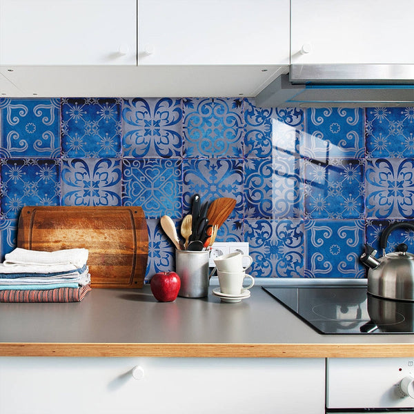 10Pcs/Set Dream Blue Peel And Stick Tile Sticker Kitchen Backsplash Wall Decals Wall Stickers