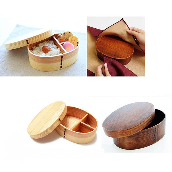 Wooden Lunch Box Japanese Bento School Kids Picnic Food Storage