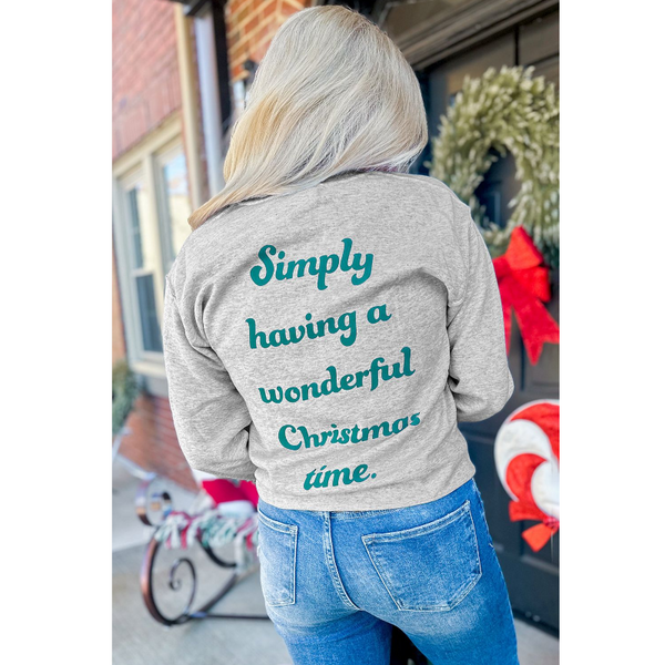 Gray 2 Side Printed Christmas Tree Letter Graphic Sweatshirt Hoodies & Sweatshirts