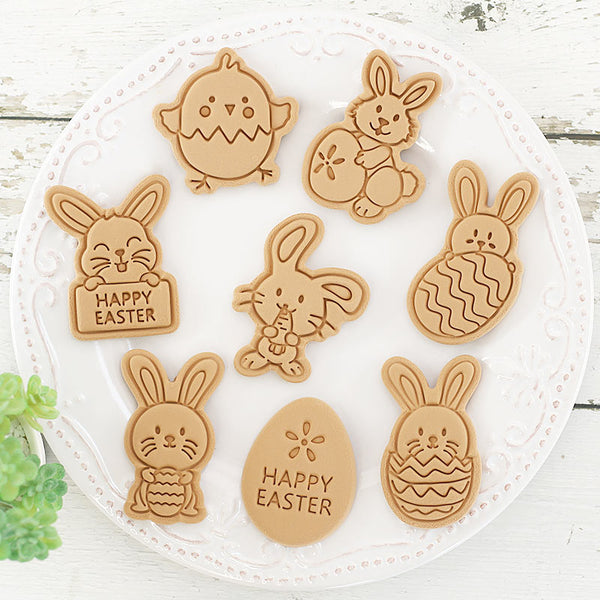 8Pcs 3D Easter Bunny Rabbit Eggs Baking Tools Cookie Cutters