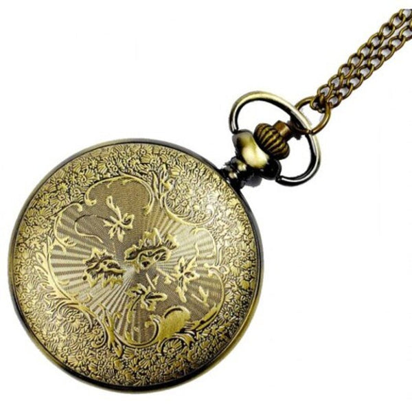 Veile Studios Seasonal 3152438 Retro Exquisite Butterfly Carved Flower Hollow Pocket Watch Champagne Gold Pocket Watches