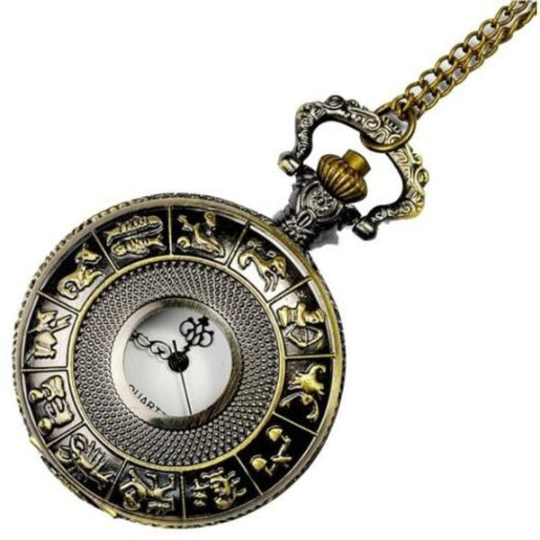 Veile Studios Seasonal 3152450 Zodiac Hollow Pocket Watch Champagne Gold Pocket Watches