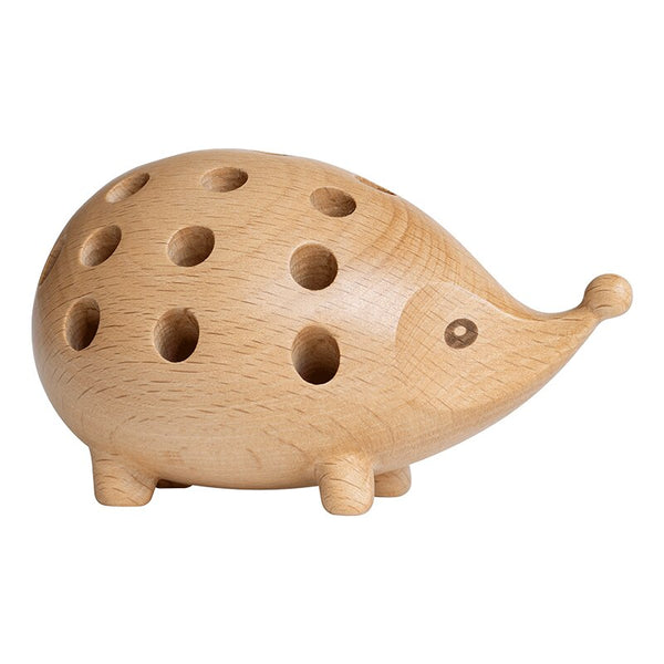 Solid Wood Carved Hedgehog Pencil Holder Nordic Decor Storage Pen Holders