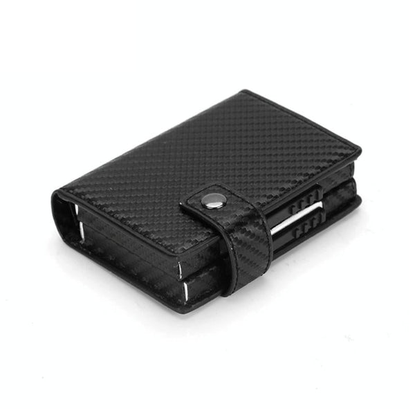 Secure Dual Card Wallet With Rfid Blocking Carbon Fiber Pattern Black Wallets