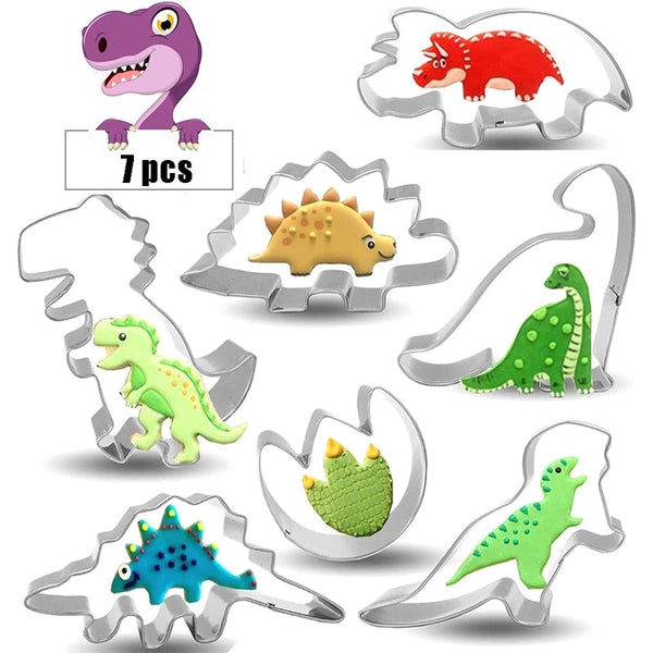 7Pcsset Stainless Steel Dinosaur Cookie Cutters Baking Tools