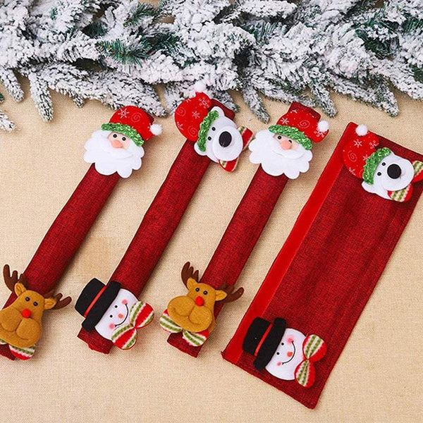 Christmas Decorations Set Of 4 Refrigerator Door Handle Covers Cute Dishwasher Party Decorations