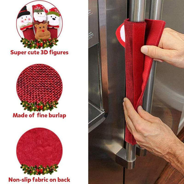 Christmas Decorations Set Of 4 Refrigerator Door Handle Covers Cute Dishwasher