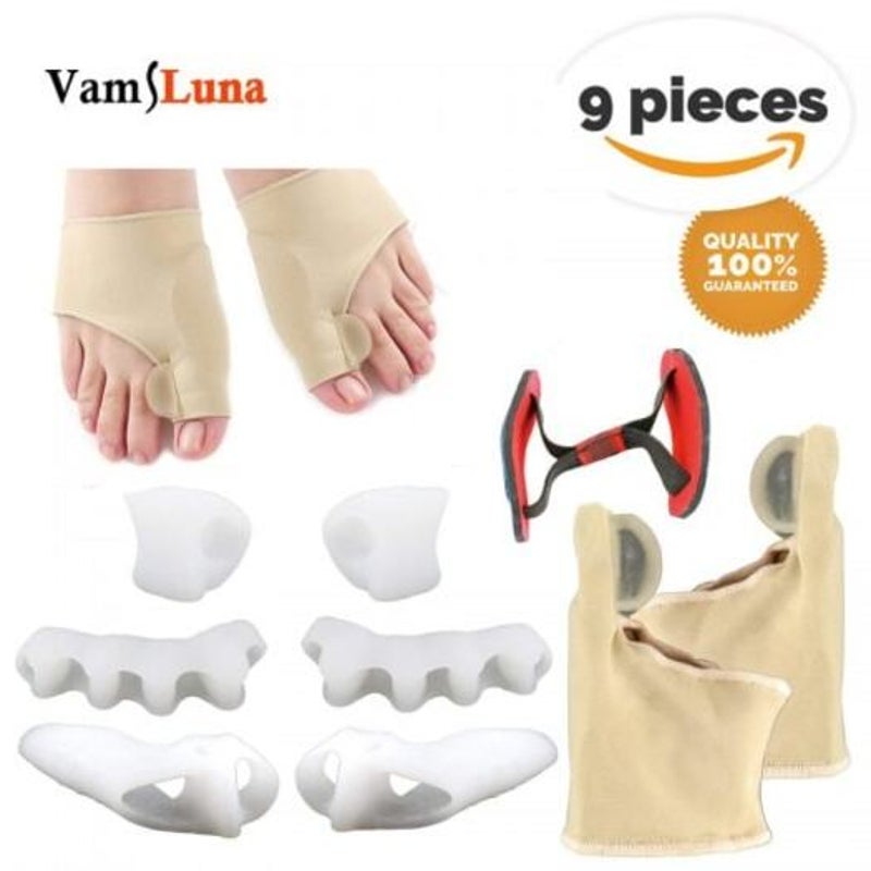 Set Of 9 Pieces Bunions Treatment Silicone Toe Separators Straightener Foot Creams & Treatments