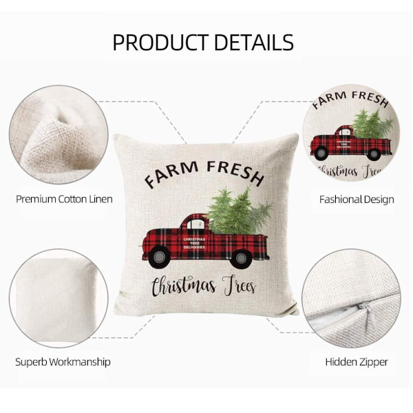 Set Of 4 Christmas Printed Cushion Covers Decor Cushions & Decorative Pillows