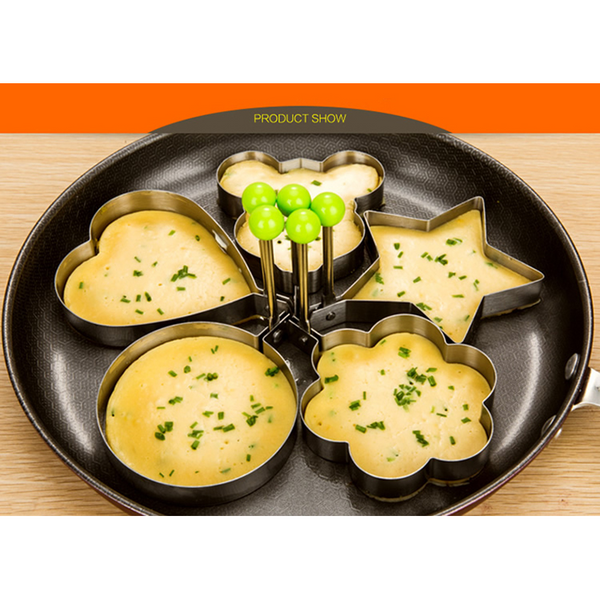 Set Of 5 Stainless Steel Egg Rings Cookie Cutter Pancake Moulds Cookie Cutters