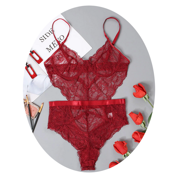 Lace Sheer Floral Backless Bodysuit Open Crotch Teddy Lingerie Women Bodysuits