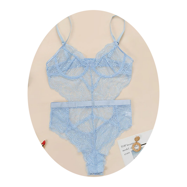 Lace Sheer Floral Backless Bodysuit Open Crotch Teddy Lingerie Women Bodysuits