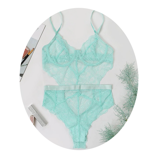 Lace Sheer Floral Backless Bodysuit Open Crotch Teddy Lingerie Women Bodysuits