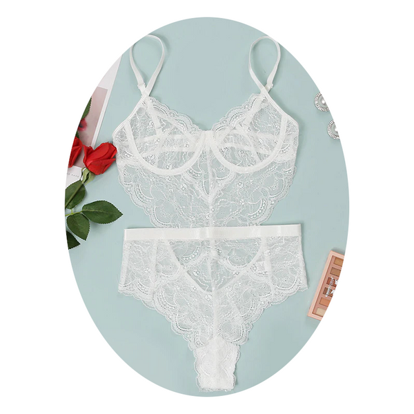 Lace Sheer Floral Backless Bodysuit Open Crotch Teddy Lingerie Women Bodysuits