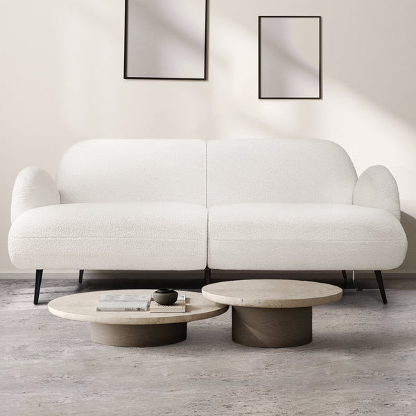 Levede Cloud Sofa 3 Seater Sherpa Fleece White Cozy Living Room Seating Sofas Armchairs & Couches