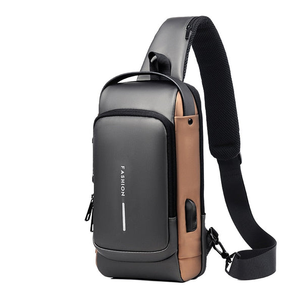Anti Theft Stylish Locking Usb Crossbody Sling Bag Men Bags