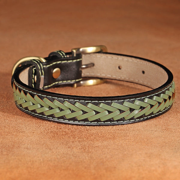 Braided Leather Buckle Puppy Dog Collar Pet Accessories Dog Collars