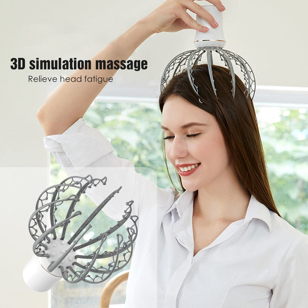 3D Electric Head Massager Therapeutic Pain Relief Scalp Rechargeable