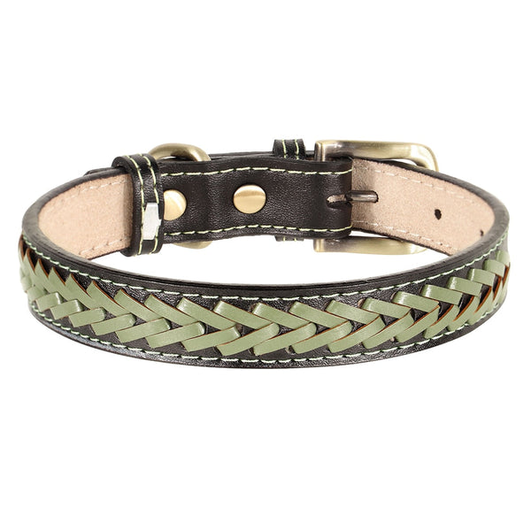 Braided Leather Buckle Puppy Dog Collar Pet Accessories Dog Collars