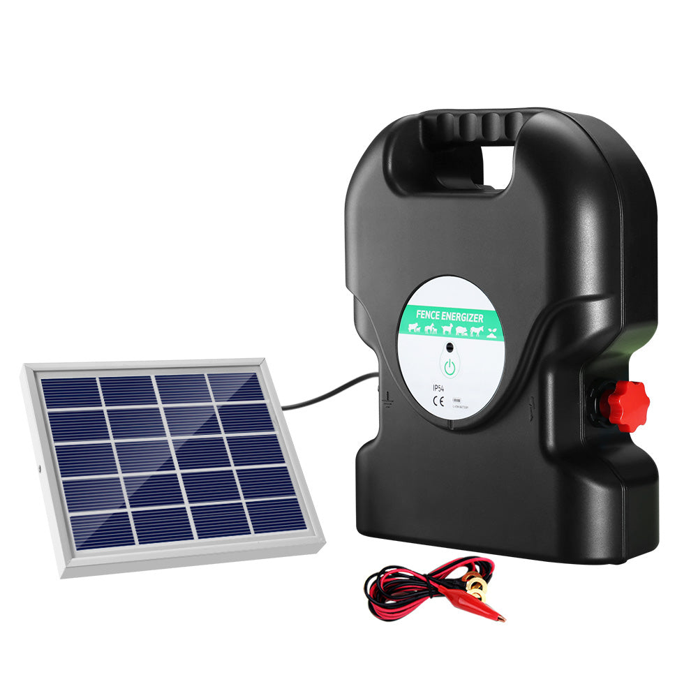 Giantz 20Km Electric Fence Energiser Solar Energizer Charger Farm Animal 1.2J Electric Fencing