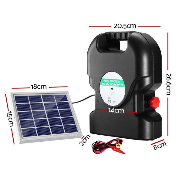 Giantz 20Km Electric Fence Energiser Solar Energizer Charger Farm Animal 1.2J Electric Fencing