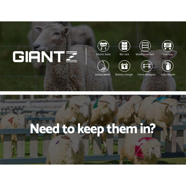 Giantz 8Km Solar Electric Fence Energiser Charger With 500M Tape And 25Pcs Insulators Electric Fencing