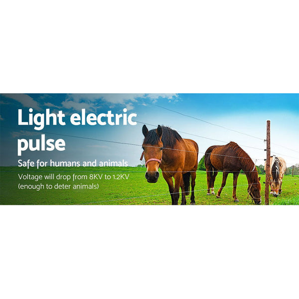 Giantz 3Km Solar Electric Fence Charger Energiser Electric Fencing