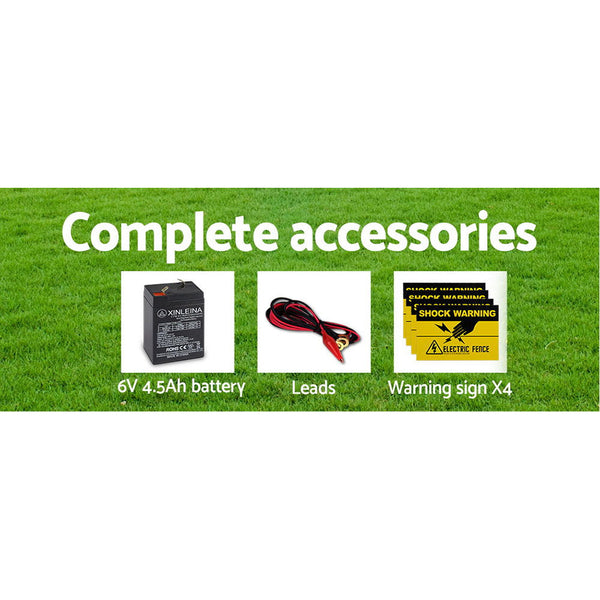 Giantz 3Km Solar Electric Fence Charger Energiser Electric Fencing