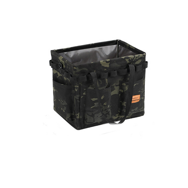 Black Camouflage Heavy Duty Foldable Outdoor Camping Storage Box Oxford Cloth Collapsible Gear Organizer Tote With Pockets Storage Boxes