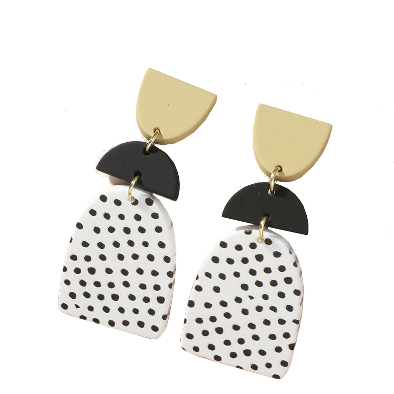 Veile Studios Shapes And Spots Dotty Black White Print Earrings
