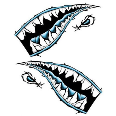 Shark Mouth Series Reflective Car Body Sticker Windows Blue