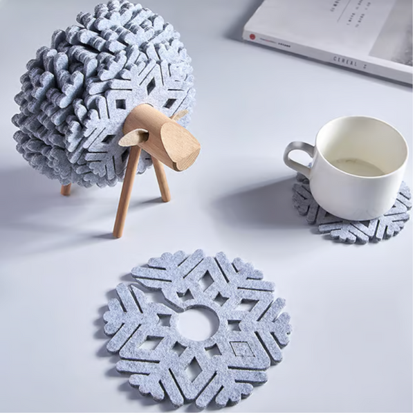 Sheep Felt Heat Drink Tea Coaster Mat Tableware Home Desktop Decorations