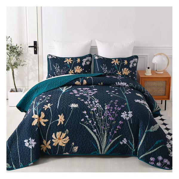 Abstract Quilted Coverlet And Pillowcovers Set: Unique Artistic Queen Size Queen Doonas