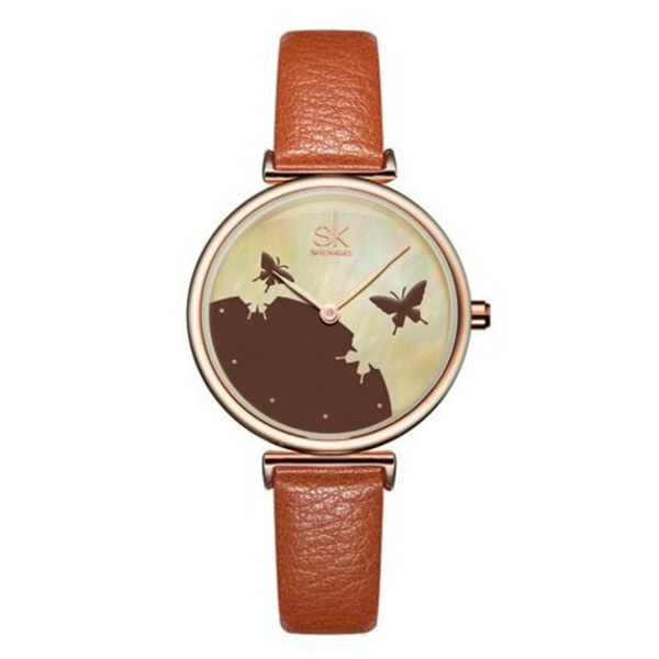 Veile Studios Women's Leather Strap Female Fashion Casual Waterproof Quartz Wristwatch Watches
