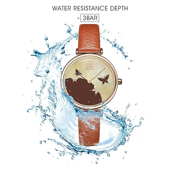 Veile Studios Women's Leather Strap Female Fashion Casual Waterproof Quartz Wristwatch Watches