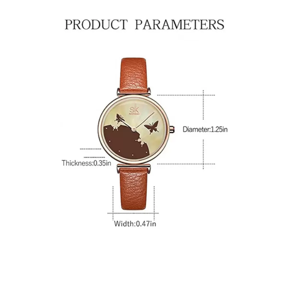 Veile Studios Women's Leather Strap Female Fashion Casual Waterproof Quartz Wristwatch Watches