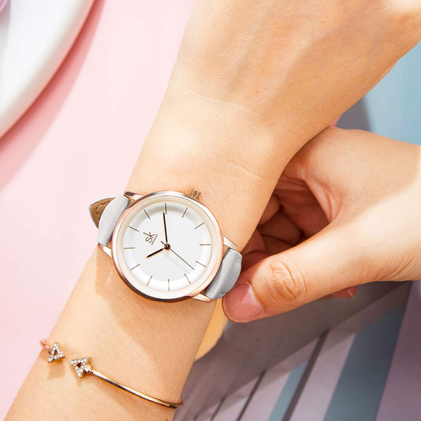 Veile Studios K0110l Simple Fashion Leather Quartz Waterproof Female Watch White Watches