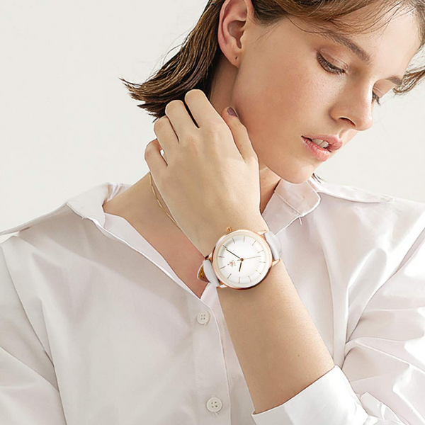 Veile Studios K0110l Simple Fashion Leather Quartz Waterproof Female Watch White Watches