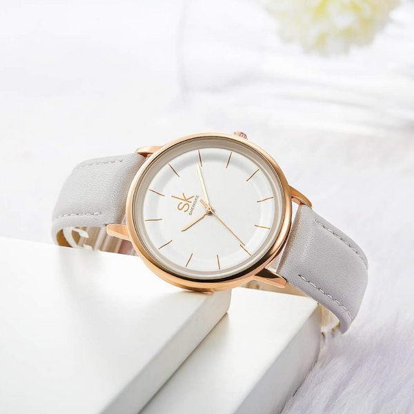 Veile Studios K0110l Simple Fashion Leather Quartz Waterproof Female Watch White Watches