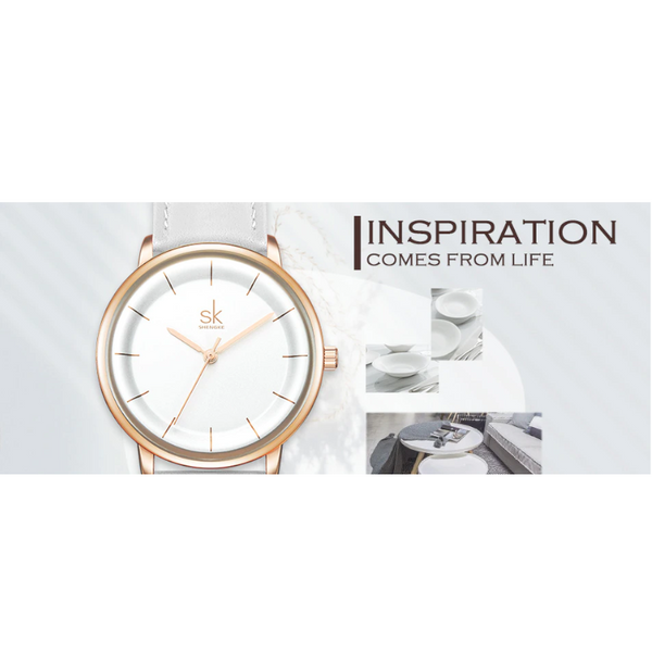 Veile Studios K0110l Simple Fashion Leather Quartz Waterproof Female Watch White Watches